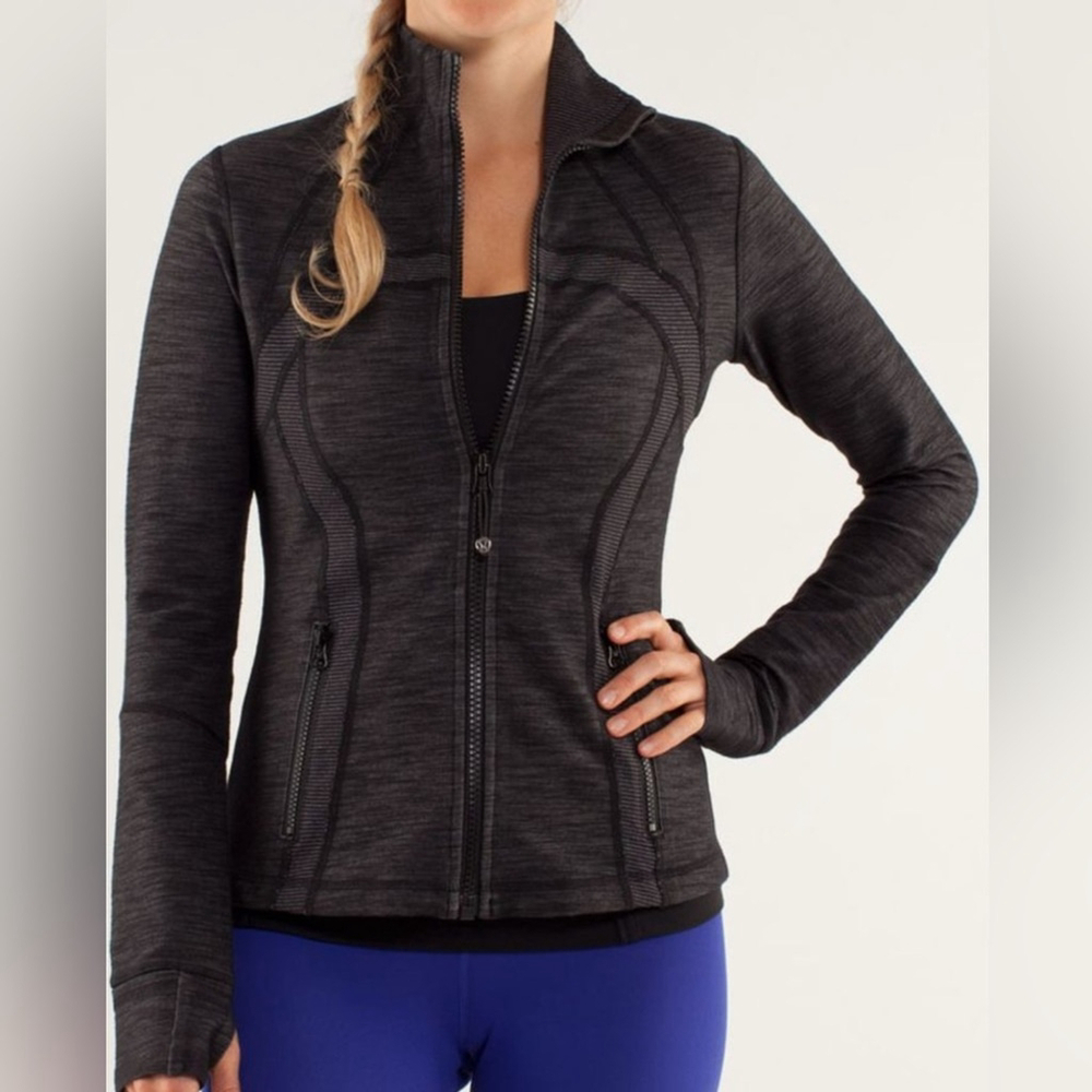 Lululemon Define Jacket Denim black Slub Tonka Stripe Heathered Black US10 slim